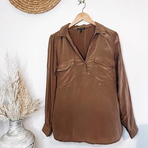 Eileen Fisher Silk Lagenlook Oversized Button Down Size Small